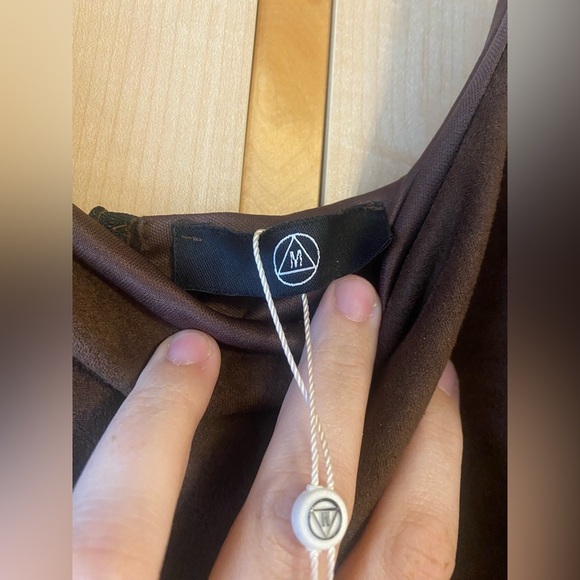 New!!! Missguided Chocolate Brown Faux Suede MIDI Cut-Out Dress Size 2 - Picture 9 of 12